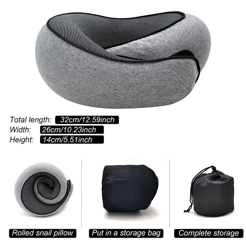 Ultimate Portable U-Shaped Memory Foam Travel Neck Pillow – Adjustable Snail Style for Comfort on the Go!